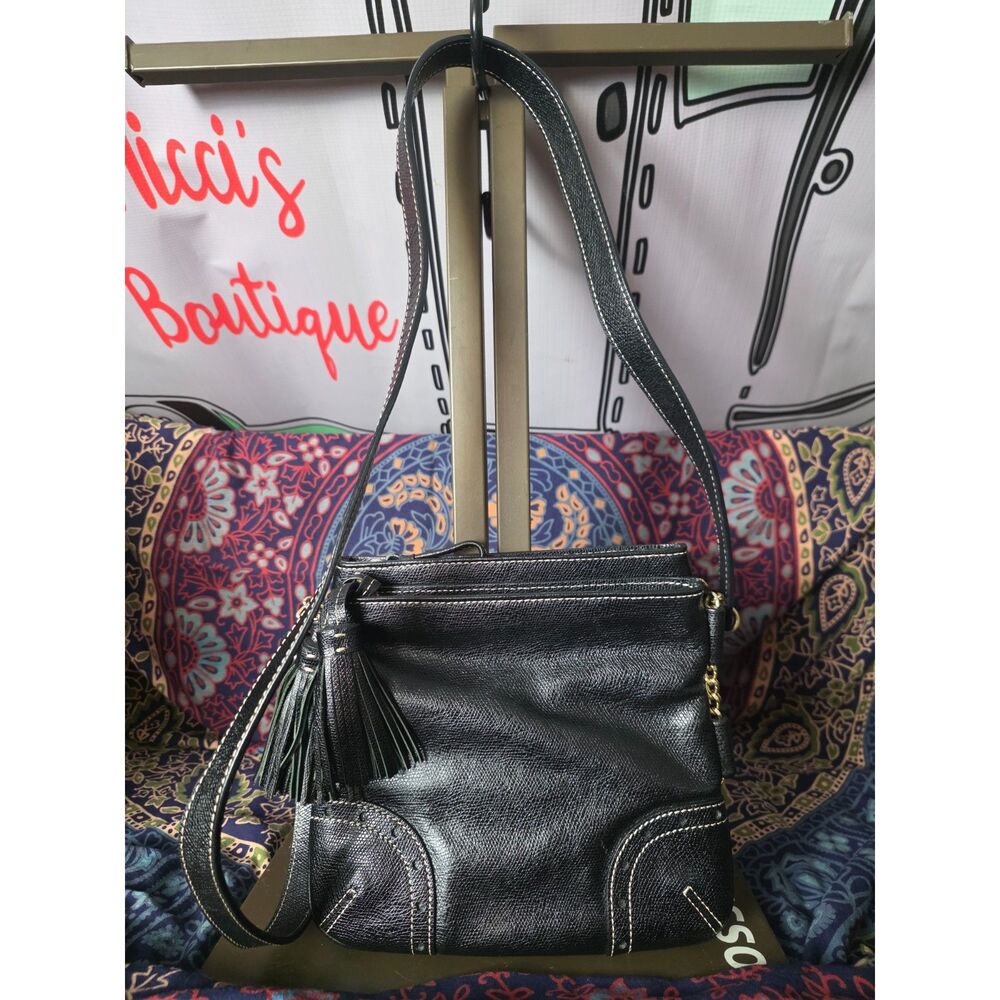 Talbots Medium Black Pebbled Leather Crossbody